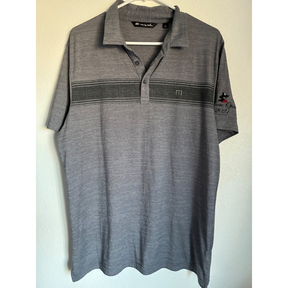 Grey stripe‎ Travis Mathew golf polo shirt Men'S size large EUC